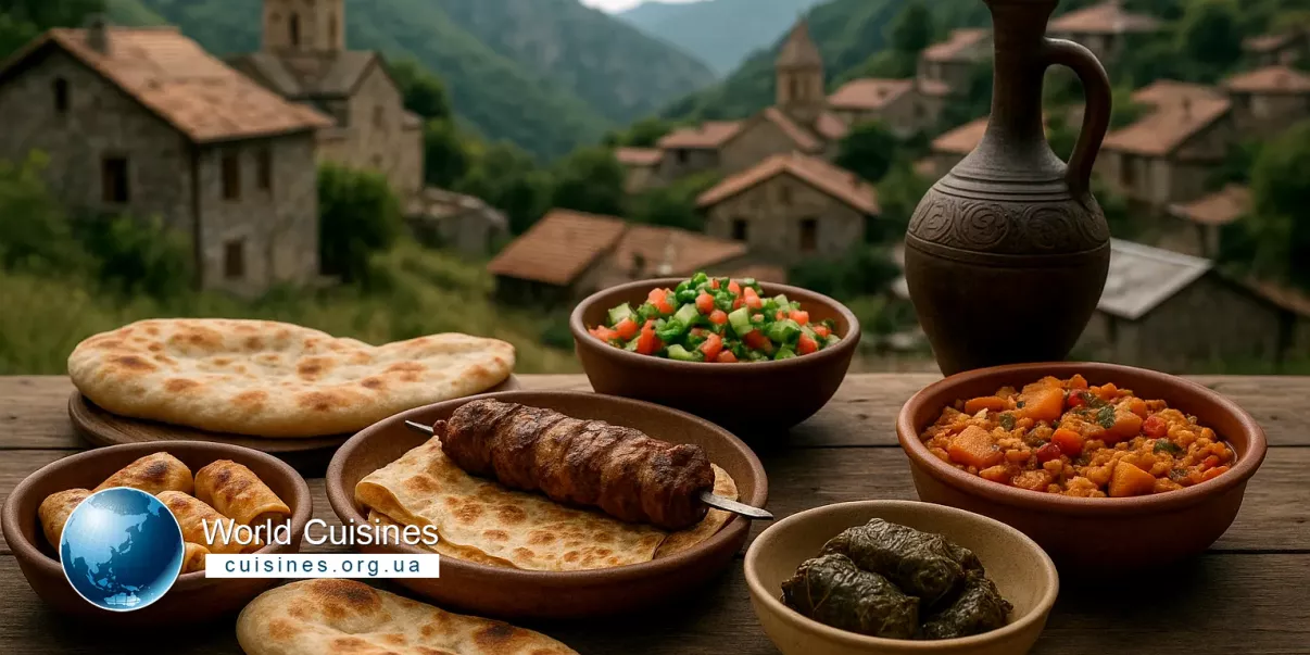 Горная деревенская кухня с традиционными продуктами